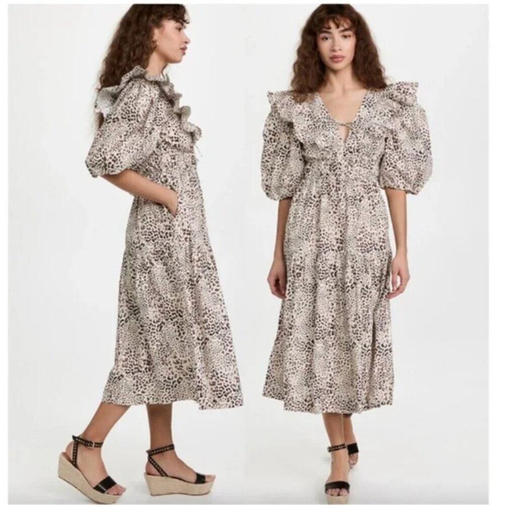 Sea NY Calla Puff Sleeve Printed Midi Dress